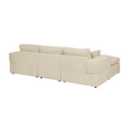 Corduroy Sectional with Ottomans and Large Arms.
