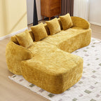 Yellow Chenille L-Shaped Sofa with Comfort and Style.