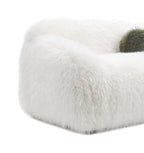 Contemporary White Swivel Chair with Ball Pillow.