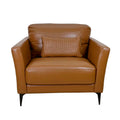Tussio 38-Inch Saddle Tan Leather Accent Chair with Pillow