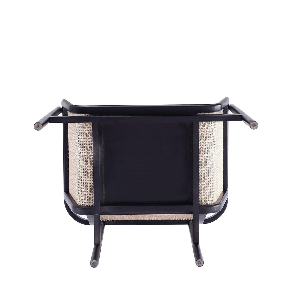 Versailles Cane Wood Accent Armchair in Cream.