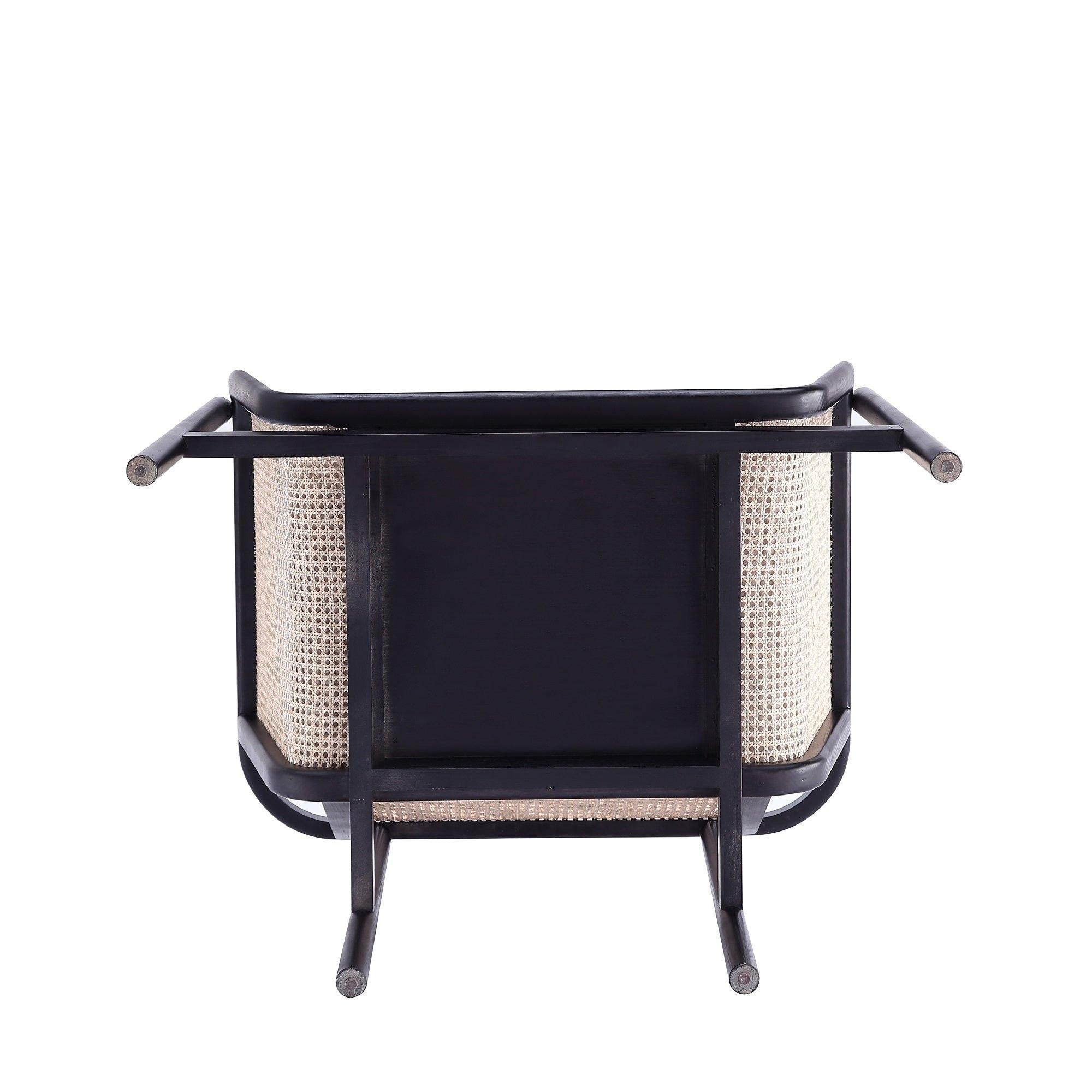 Versailles Cane Wood Accent Armchair in Cream.