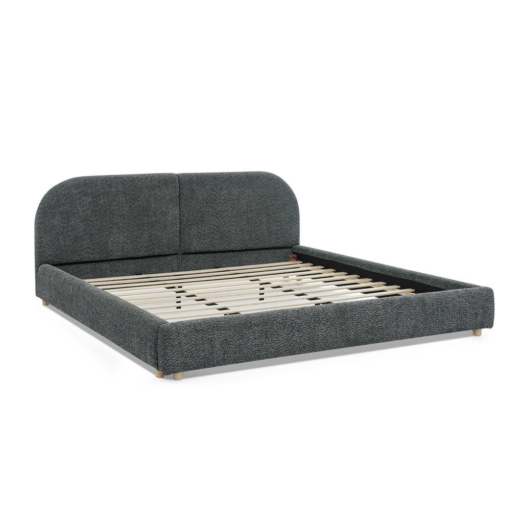 King Size Upholstered Bed Frame with Curved Headboard.