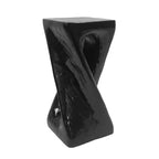 Outdoor Side Table,Twist Shape End Table,Decorative Accent Table,Garden Stool Table for Patio Balcony Beach Pool Side,Lightweight Concrete,Wood Like Texture,Black Color.