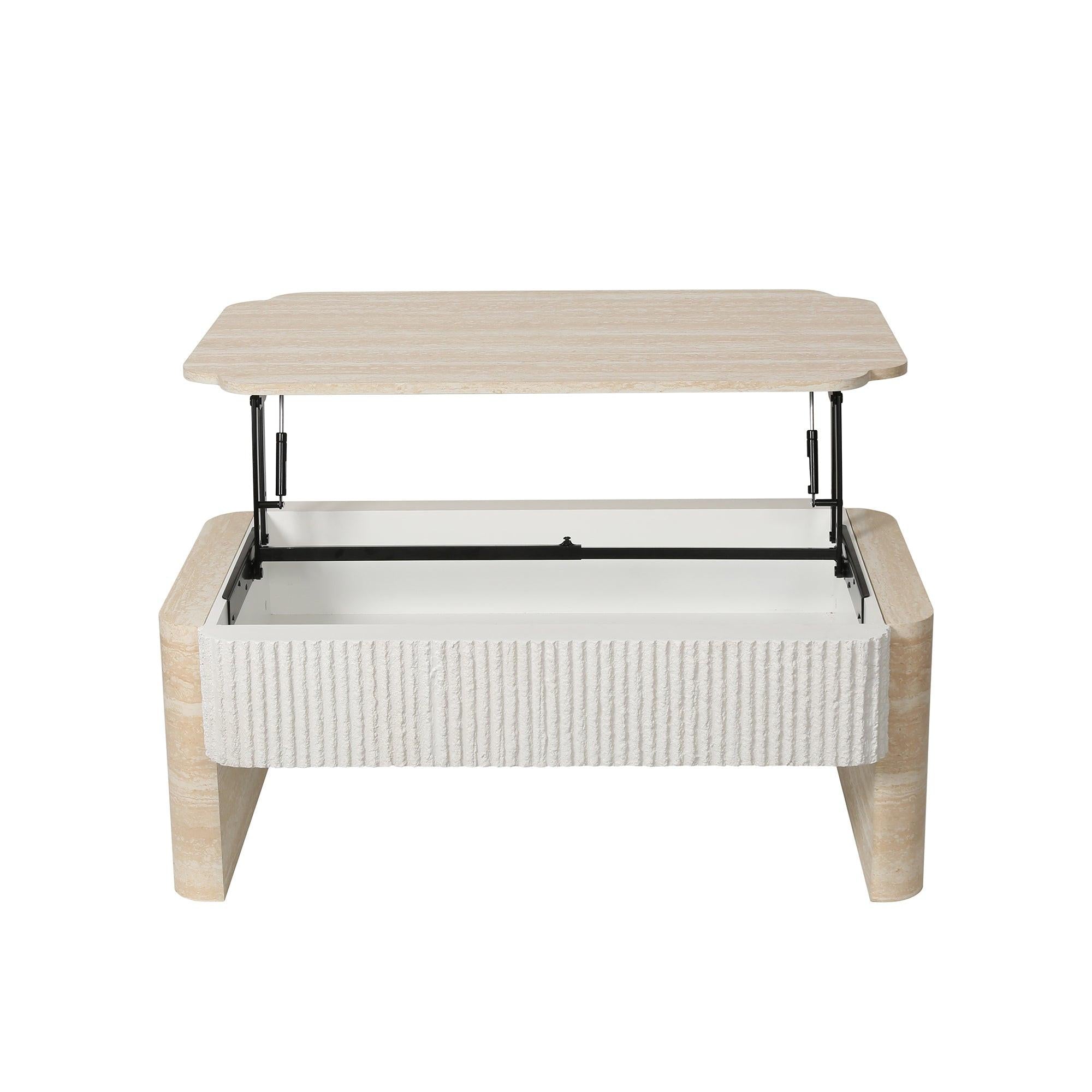 Lift Top Coffee Table with Hidden Storage for Small Spaces.