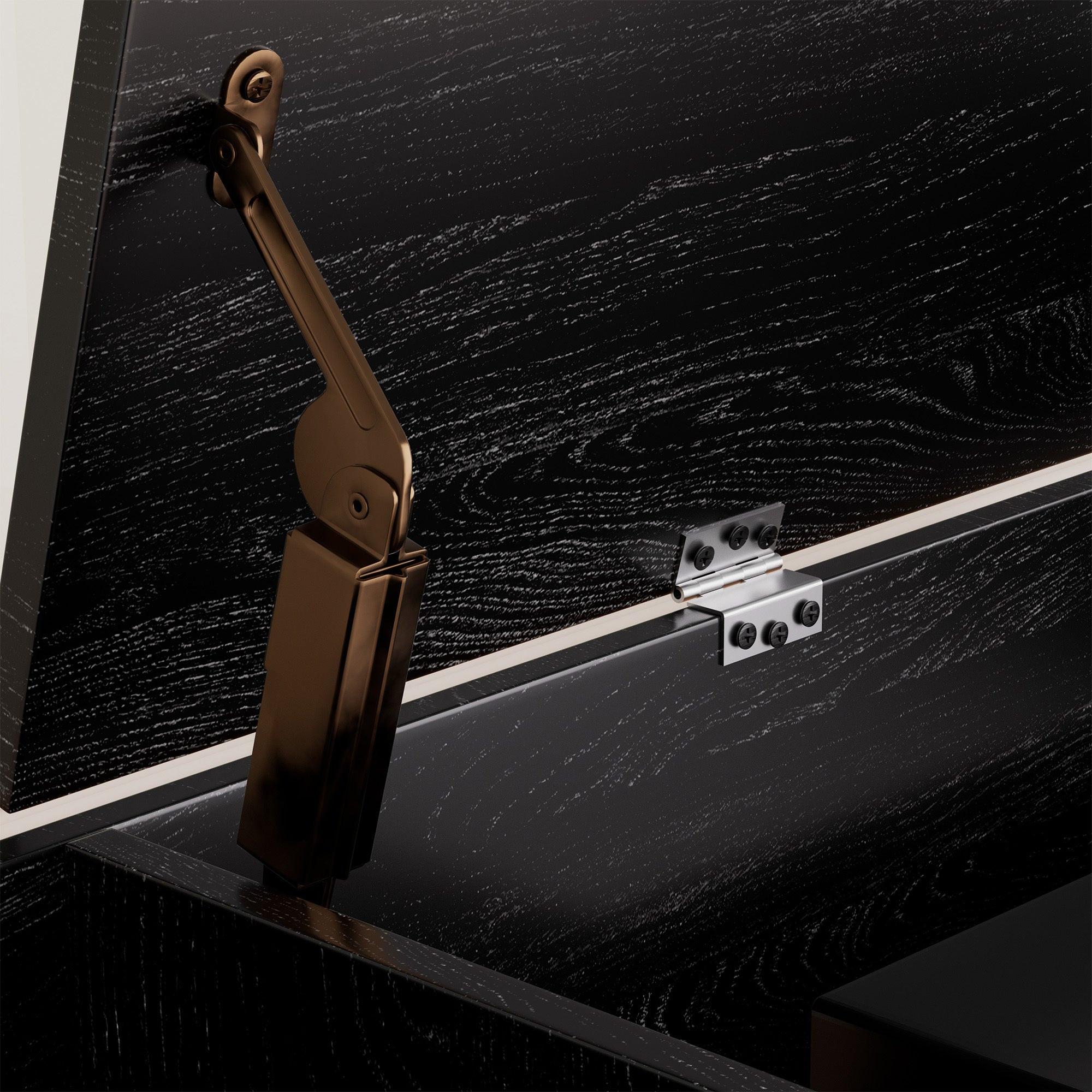 Eco-Friendly Record Player Stand - Black Vinyl Storage Cabinet.