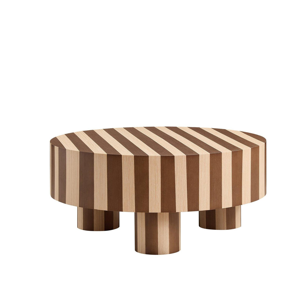 Round Wood Coffee Table for Living Room Decor.