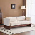 Modern Three-Seater Boucle Sofa - Beige Upholstered Couch.