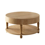 Coffee Table with Dual Storage for Living Room, 31.5' Modern Round Coffee Table with Storage and Hidden Compartment, Adjustable Leveling Feet, Easy Assembly(Natrual Wood).
