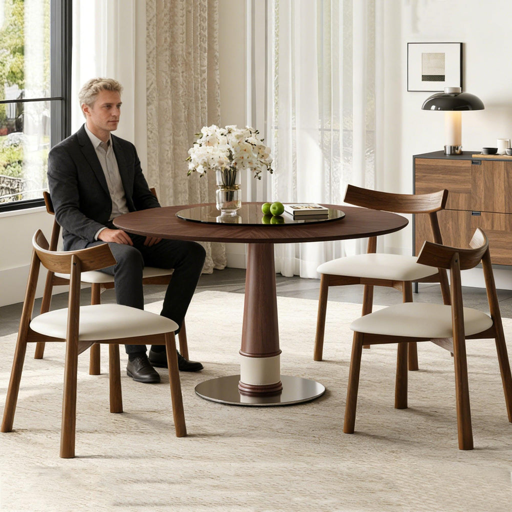 47 Inch Solid Wood Dining Table Set with 4 Chairs.