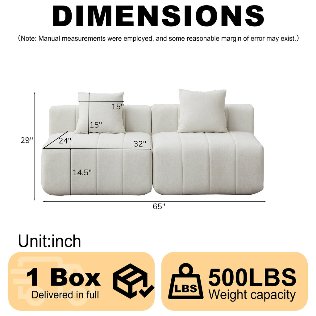 Chenille Sectional Sofa with Pillows for Living Room.