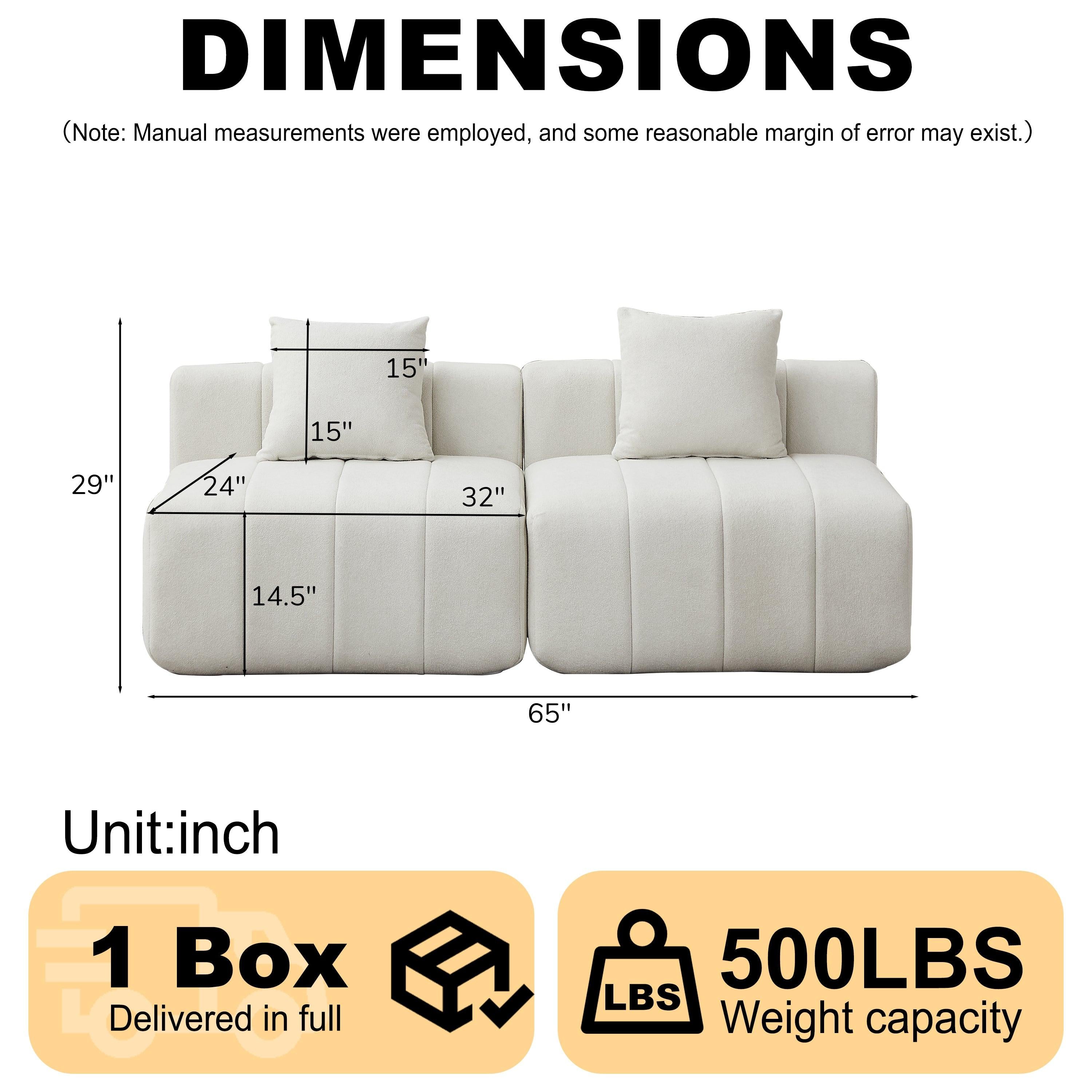 Chenille Sectional Sofa with Pillows for Living Room.