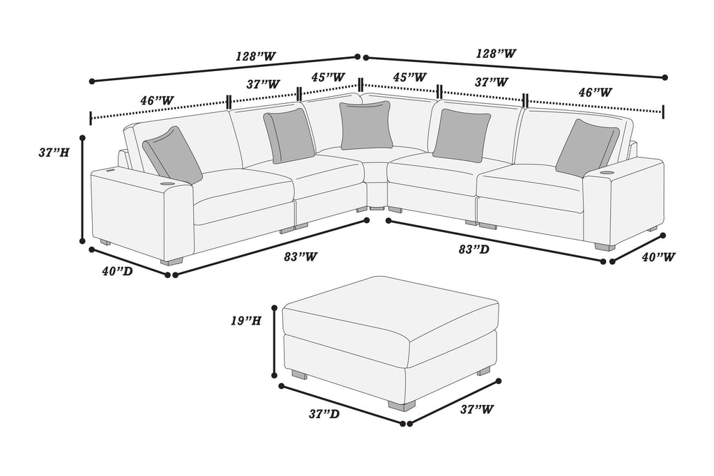 Modular Sectional Sofa Set with USB - Contemporary Black Design.