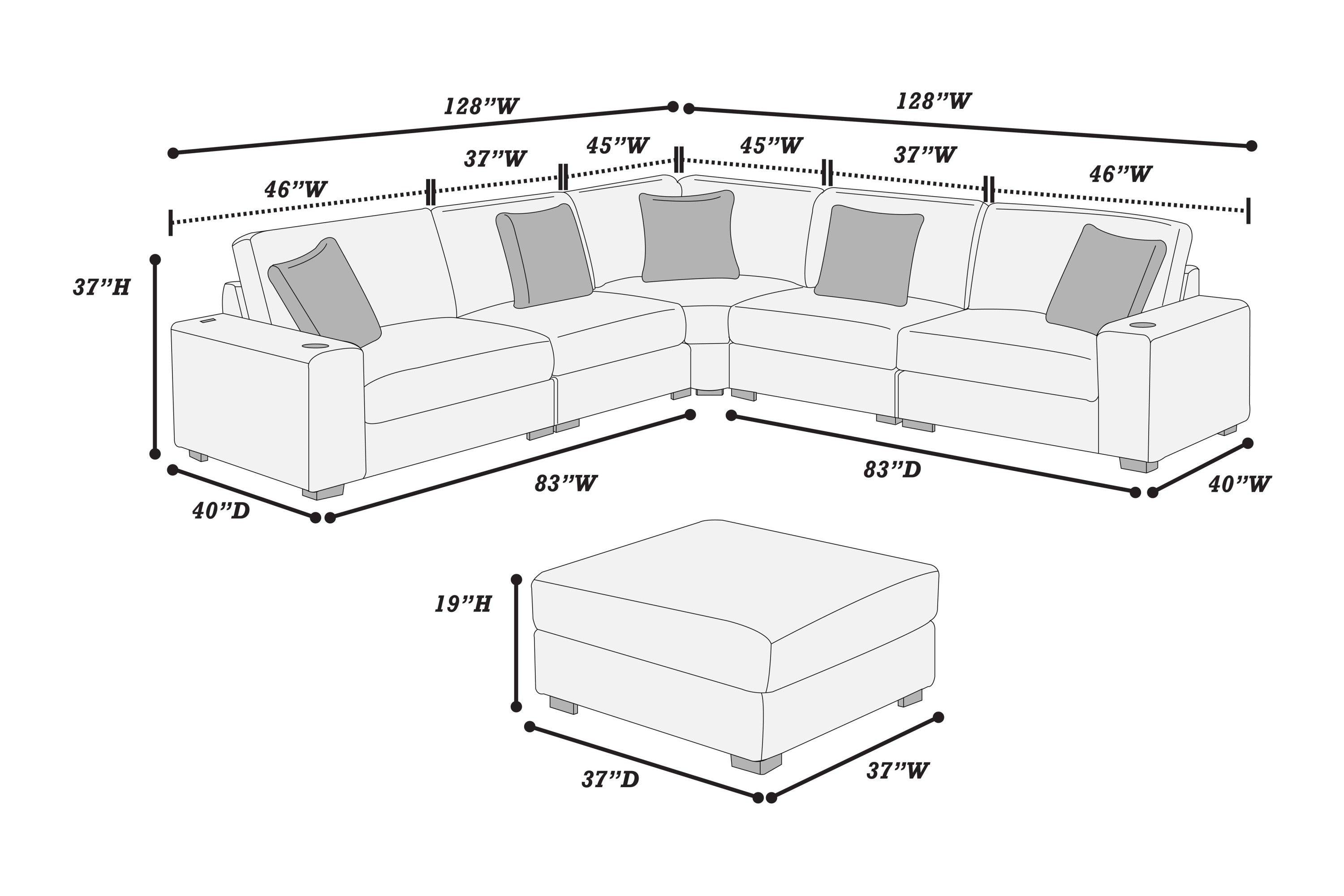 Modular Sectional Sofa Set with USB - Contemporary Black Design.