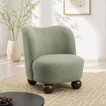 Green Boucle Fabric Accent Chair with Ball Feet.