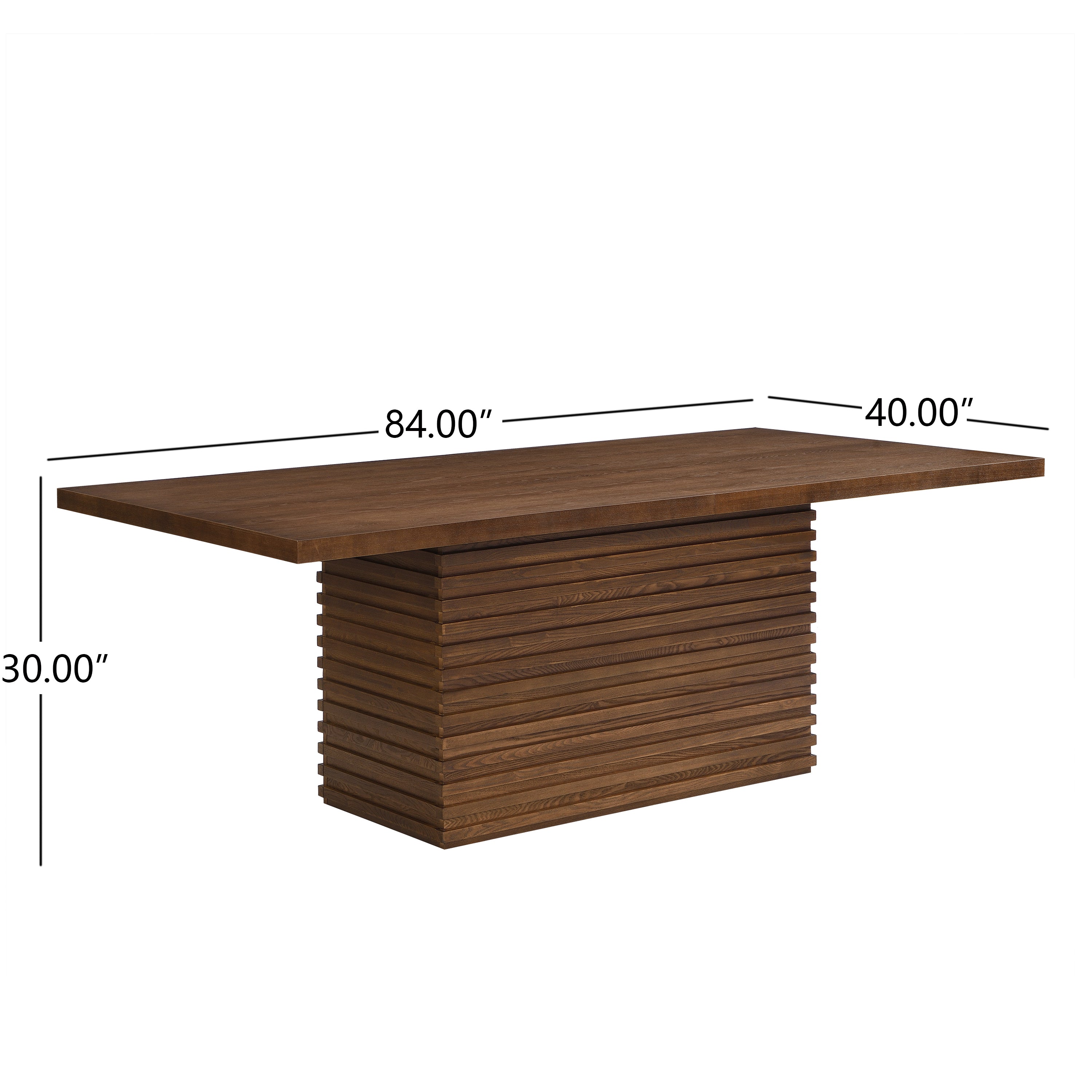 Coad 84-inch Walnut Dining Table with dimensions 84x40x30 inches, ideal for seating 6 in contemporary or rustic dining rooms.