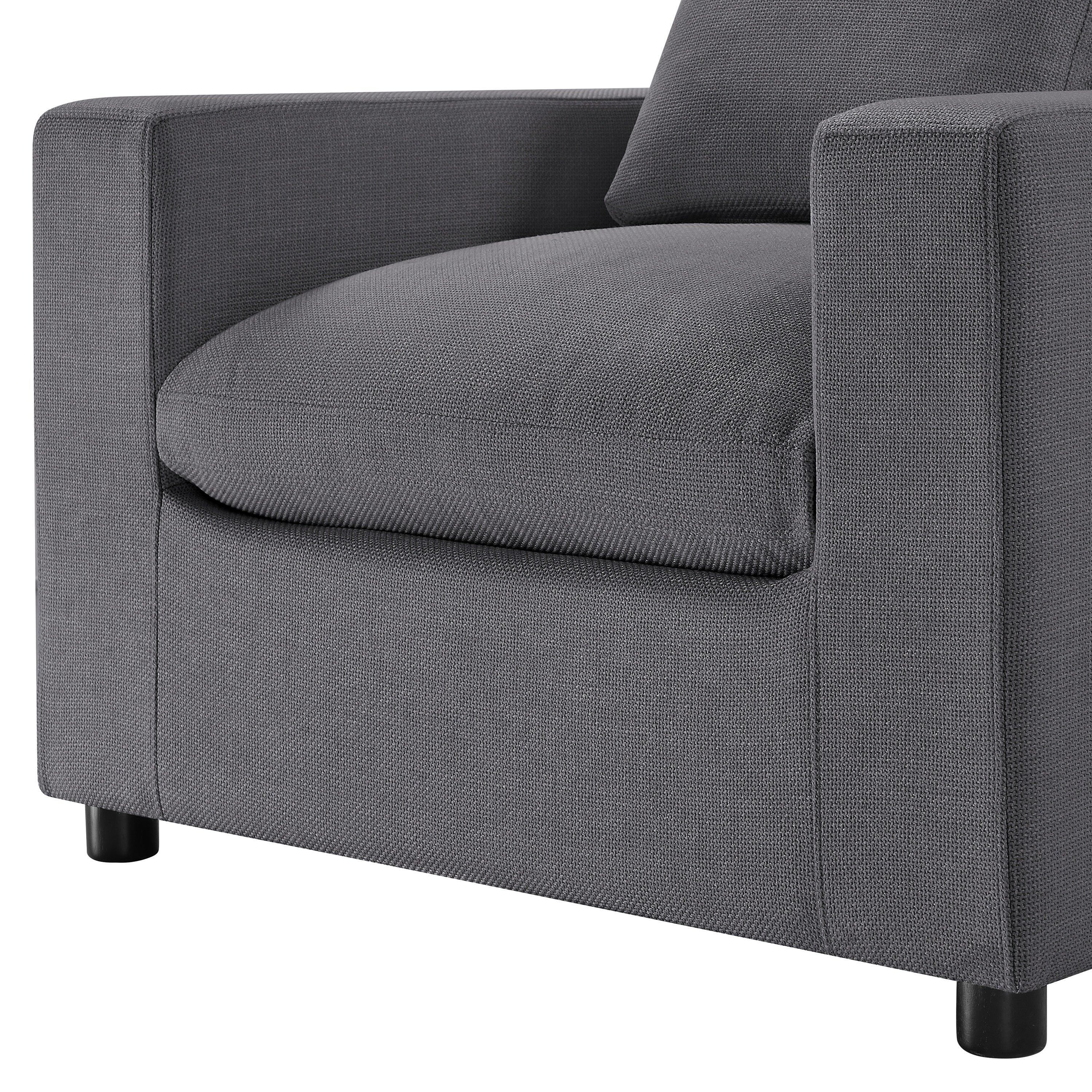 Cassandra Modern Armchair - Charcoal: Contemporary Lounge Chair with Plush Cushions.