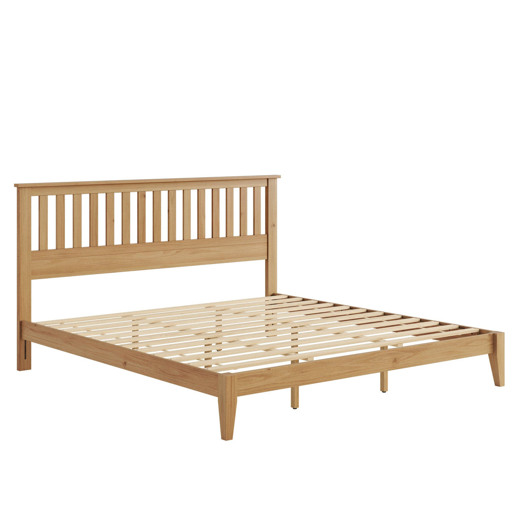Malinda Mission Style King Panel Bed with Wood Construction.