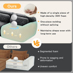 Modular 3-Seater Plush Sofa with Movable Ottoman - Dark Grey.