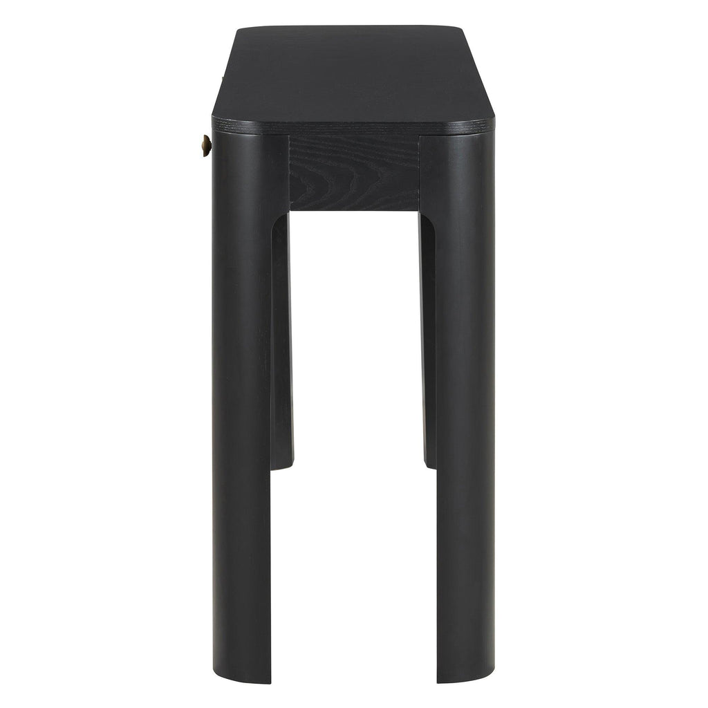 TREXM Rustic Console Table with Storage and Curved Corners.