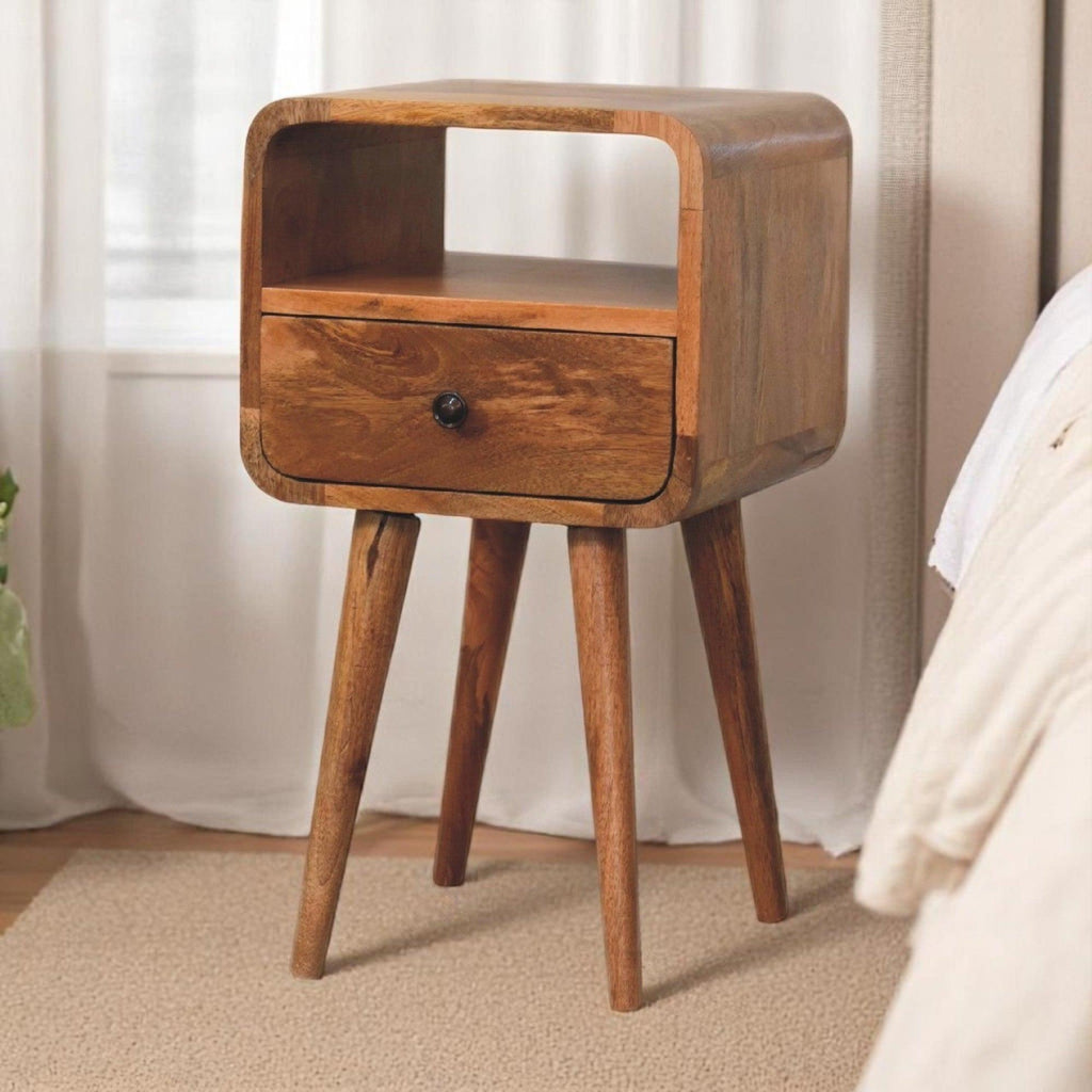 Mini Oakish Curve Open nightstand.