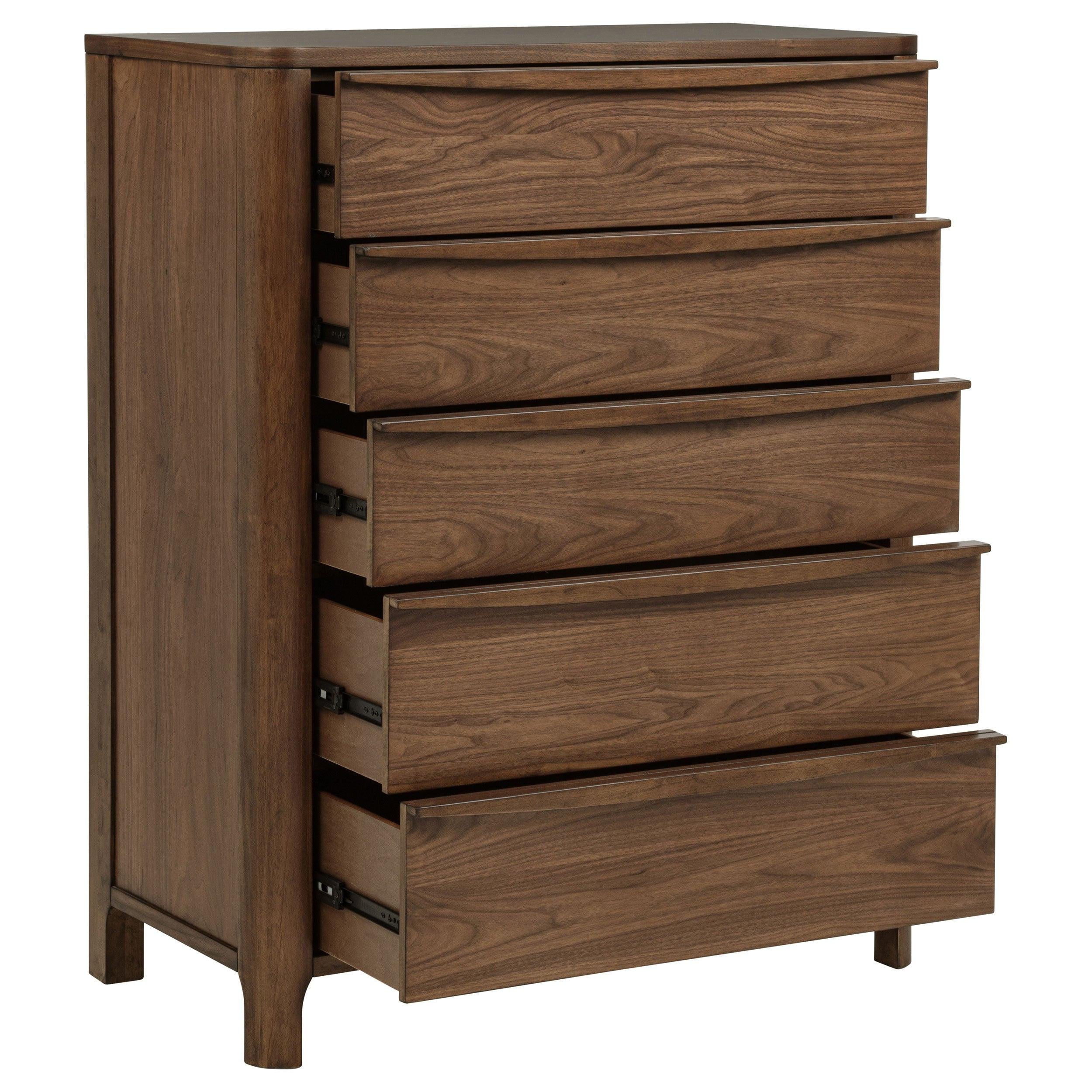 Verona Walnut 5-drawer Chest with Cedar Lined Drawers.