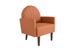 Shell-Shaped Armchair with PU Leather Upholstery.