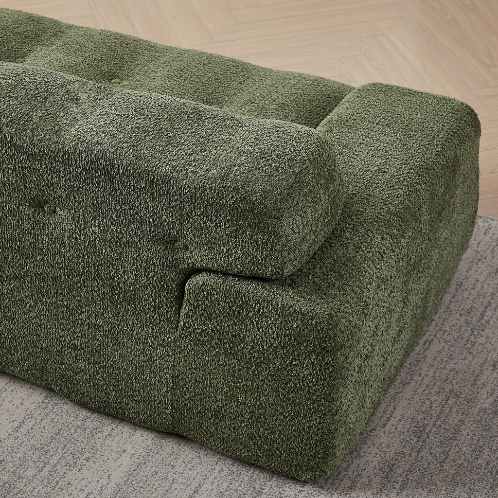 Chenille Button-Tufted Three-Seater Sofa for Comfort.