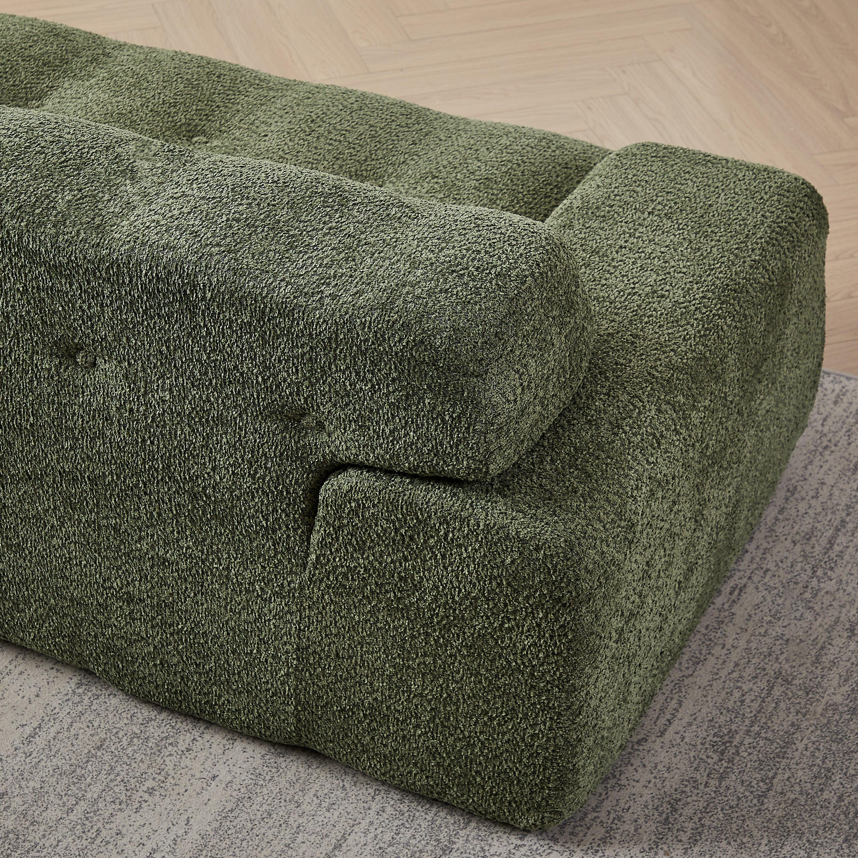 Chenille Button-Tufted Three-Seater Sofa for Comfort.