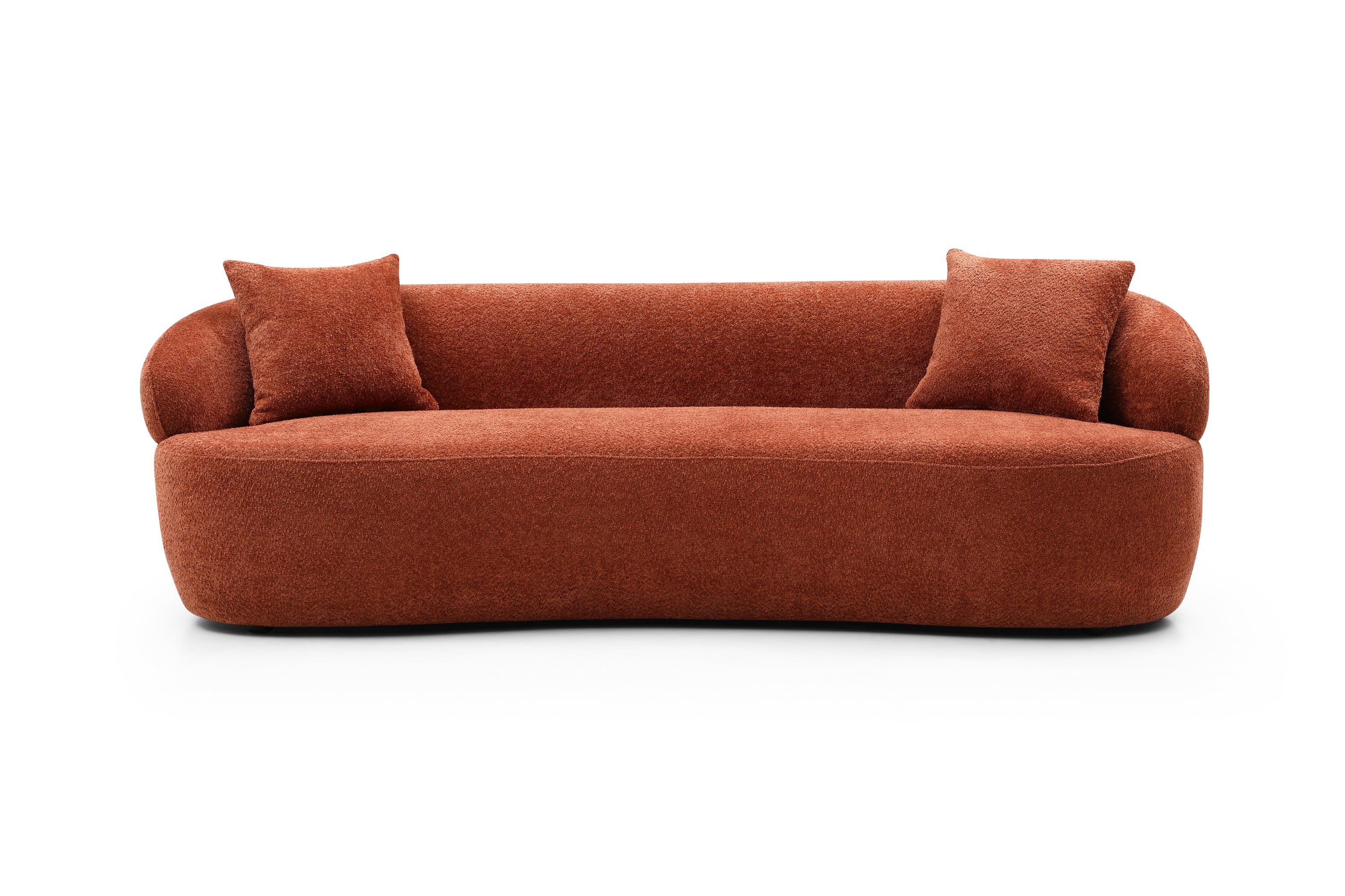 Brown sofa with two cushions on a white background