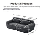 Modular Sofa - Dark Grey with detailed dimensions showing plush fabric, anti-slip design, and 300lbs weight capacity per seat.