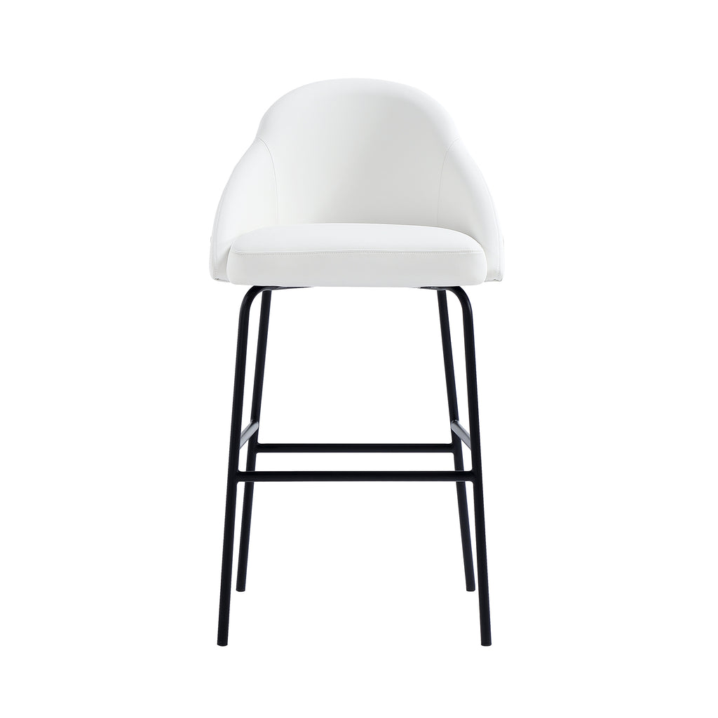 Gracie Metal Upholstered Barstool in White and Black