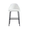 Gracie Metal Upholstered Barstool in White and Black