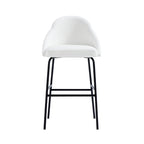 Gracie Metal Upholstered Barstool in White and Black