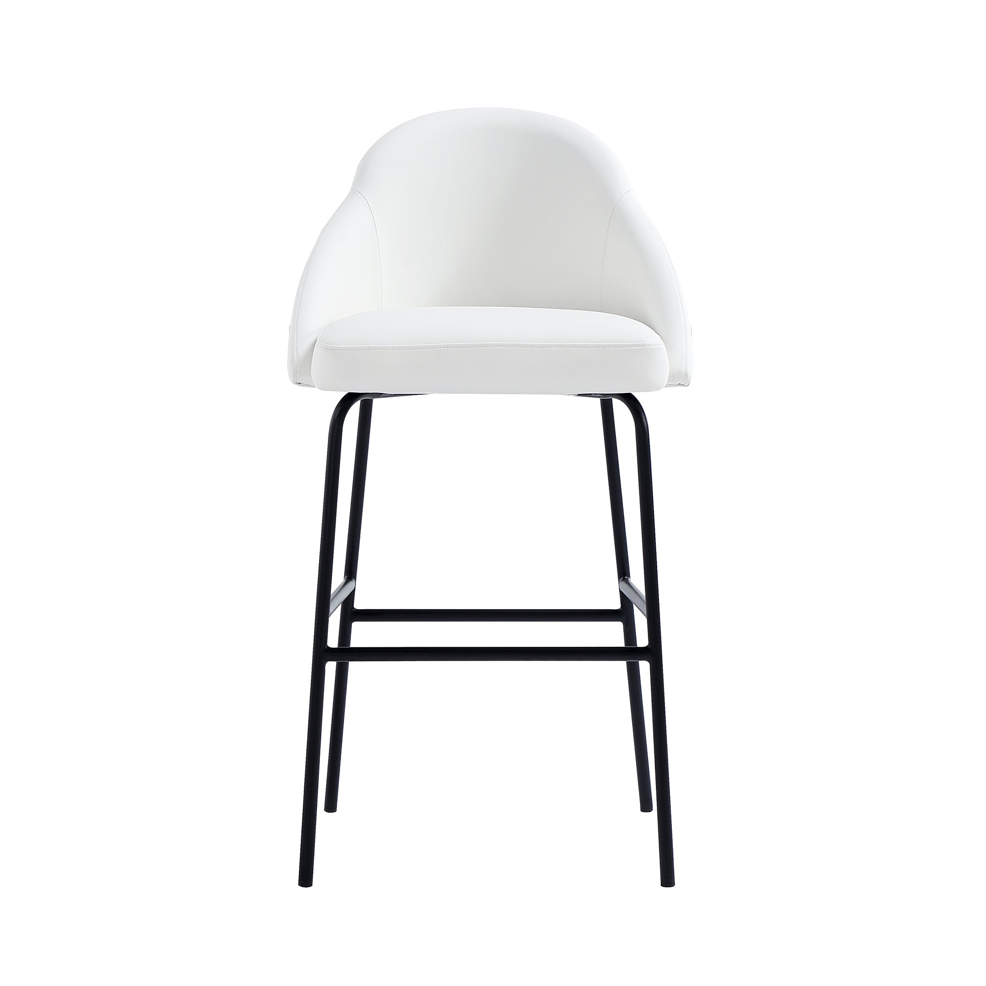 Gracie Metal Upholstered Barstool in White and Black