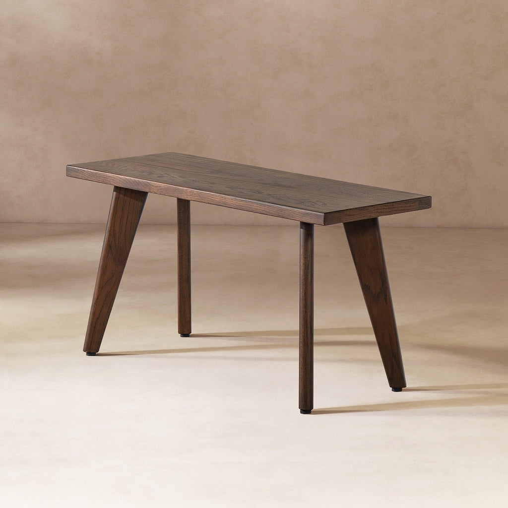 Capri 35.5' Solid Red Oak Wood Bench, Dark Brown Red Oak.