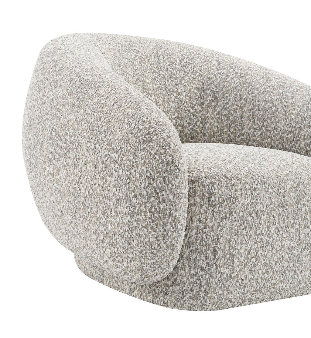 Brown Swivel Chair with Boucle Upholstery.