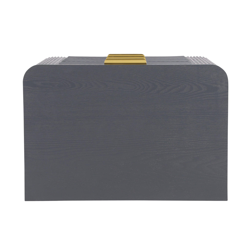 Mid-Century Nightstand with 3 Drawers in Dark Gray.