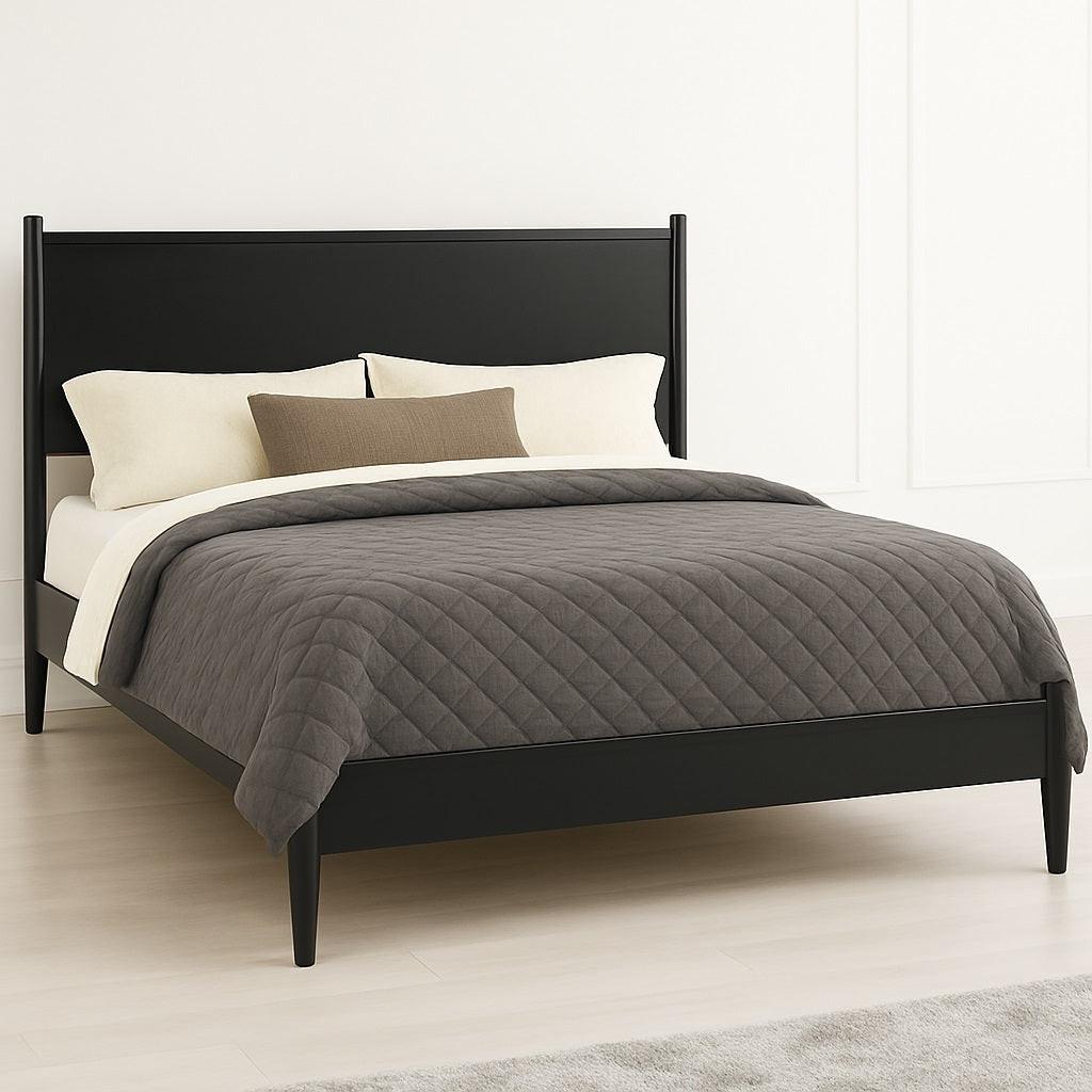 California King Wooden Platform Bed in Black Finish.