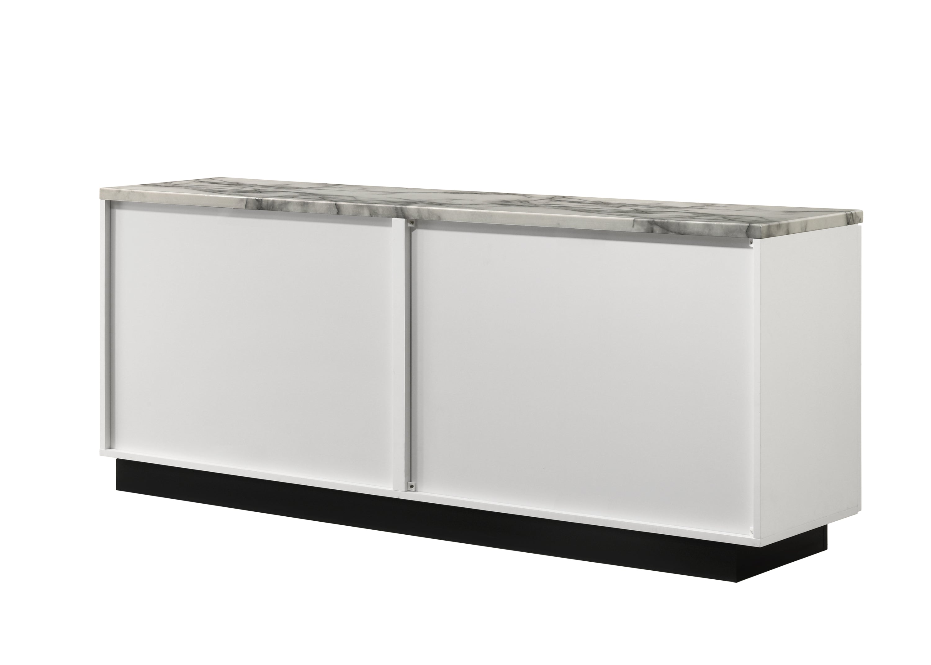 Rear view of Matilda 63' Console Table with clean white finish and black base, designed for seamless placement against any wall.