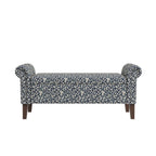 Traditional Rolled Arm Storage Ottoman with Black Curly Vine Pattern
