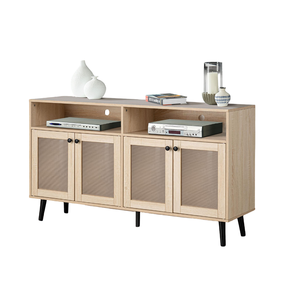 Mid-Century Modern TV Stand with Round Knobs.