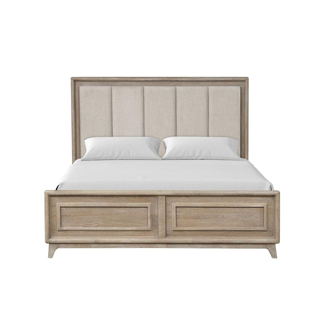 Eastern King Size Bed in Oak Finish with Channel Headboard.