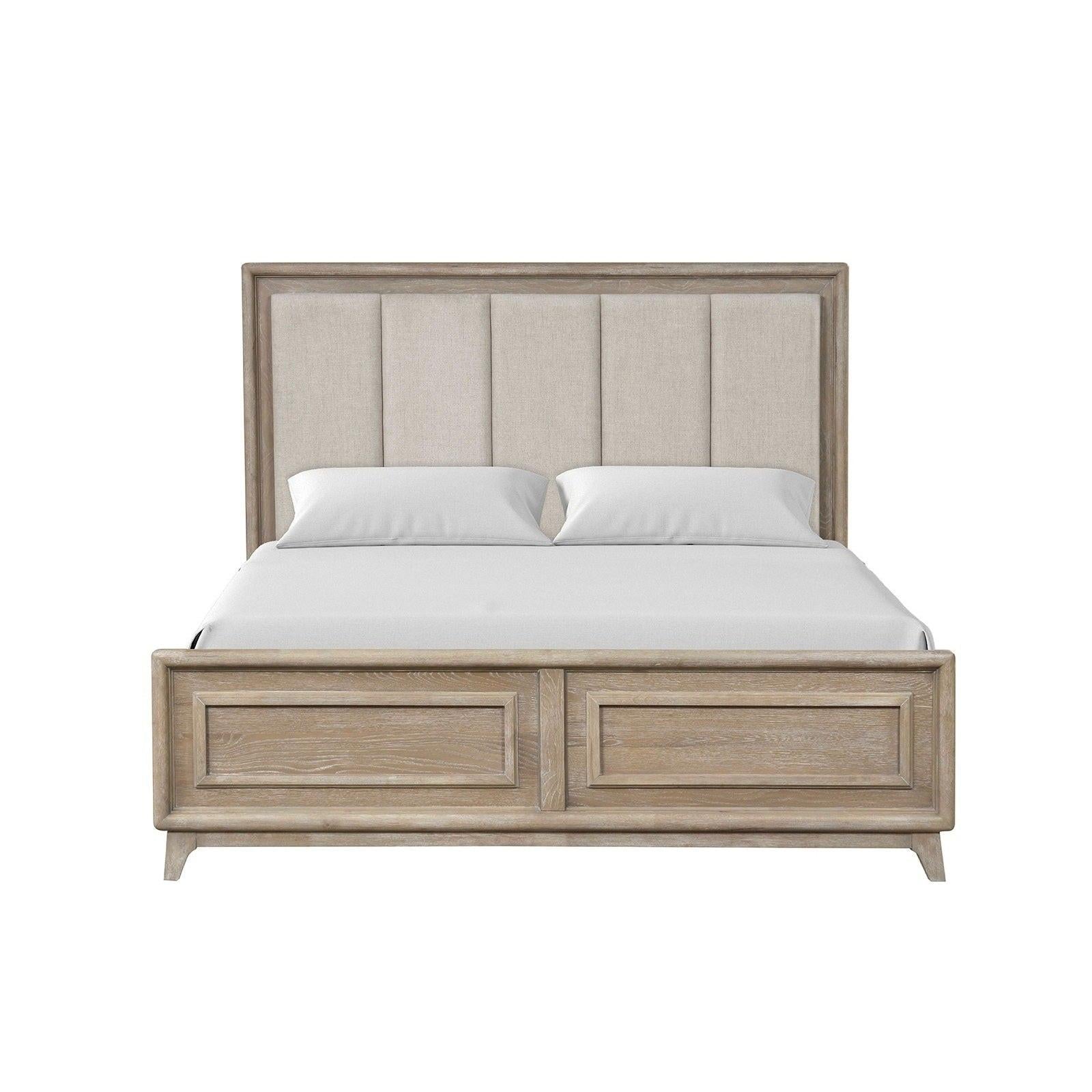 Eastern King Size Bed in Oak Finish with Channel Headboard.
