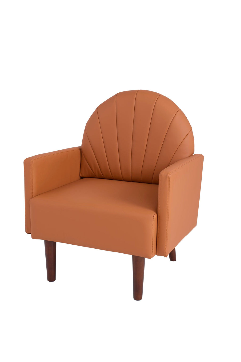 Shell-Shaped Armchair with PU Leather Upholstery.
