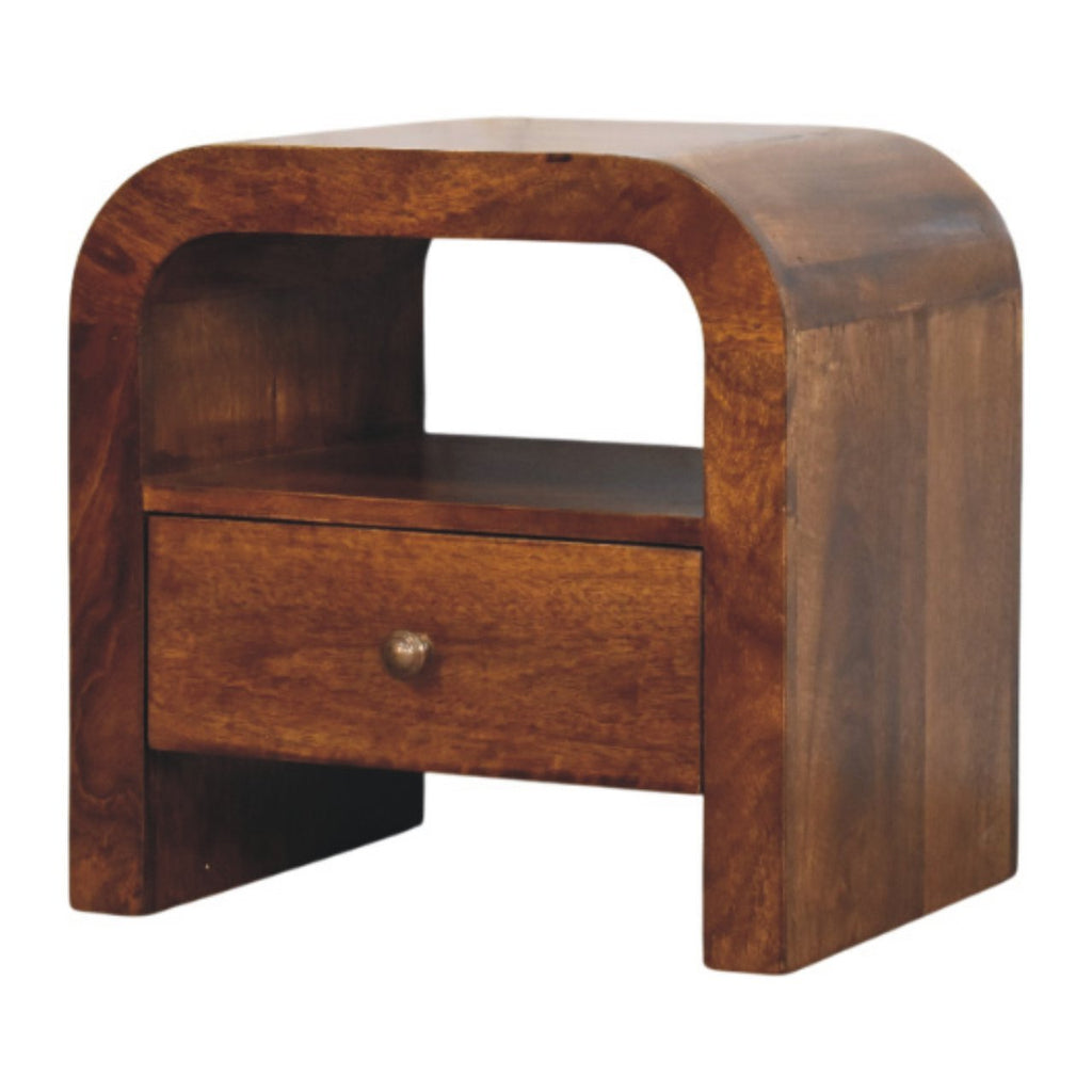 Darcy Chestnut Nightstand with Drawer and open shelf