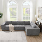 Modular Chenille Sectional Sofa, 6-Seater L-Shaped Set.