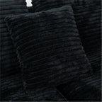 Close-up of High-Resilience Boneless Sofa - 108-Inch Sofa cushion in textured black corduroy fabric, showcasing soft and durable material.