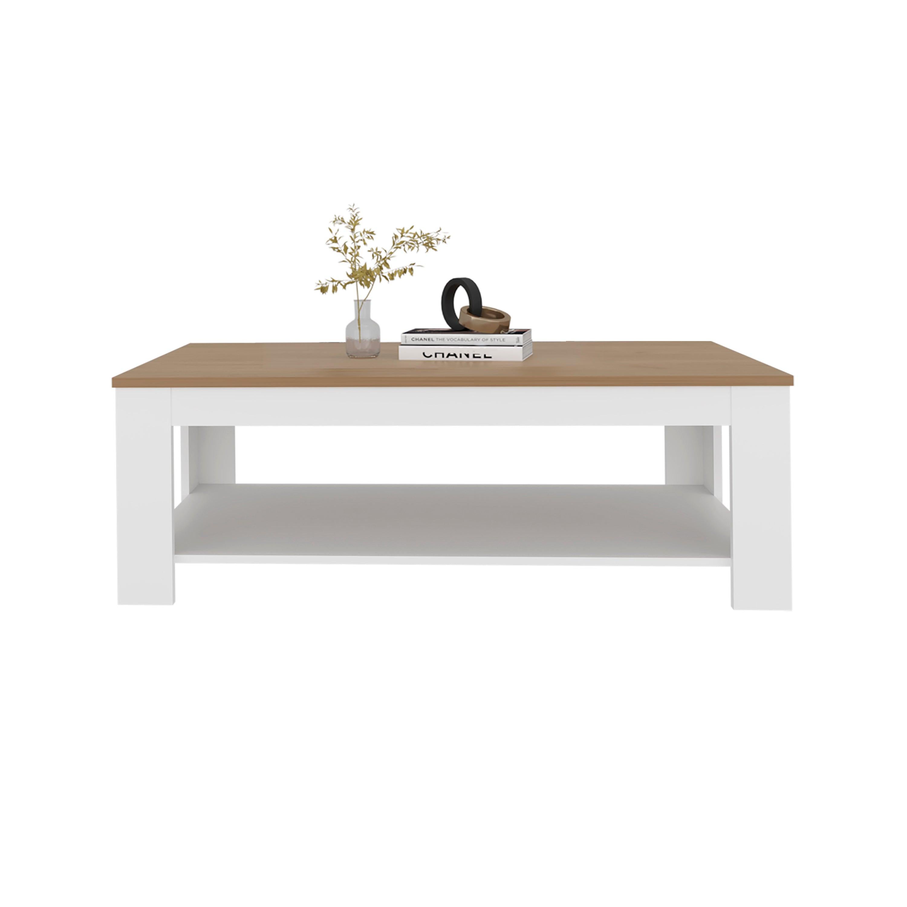 Modern Rectangular Coffee Table with Lower Shelf.