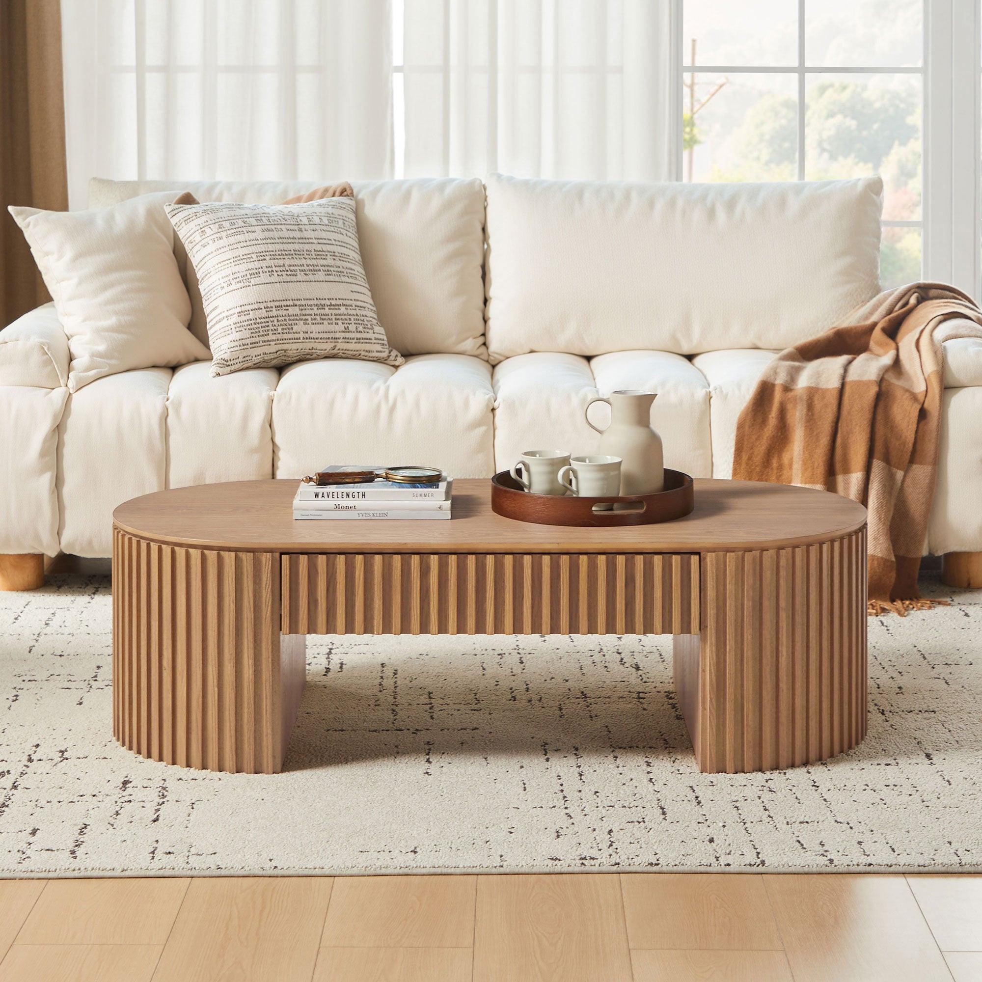51.18'' Oval Coffee Table - Mid Century Modern Design.